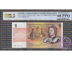 1972 $1 R74 Phillips/Wheeler PCGS 68 PPQ