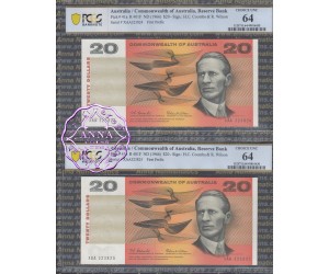 1966 $20 R401F XAA Coombs/Wilson Pair PCGS 64