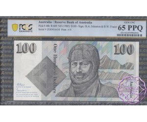 1985 $100 R609 Johnston/Fraser PCGS 65 PPQ