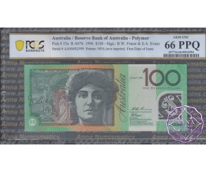 1996 R616F AA96 Green Opt $100 Fraser/Evans PCGS 66 PPQ