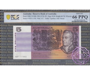1976 $5 R206b Knight/Wheeler PCGS 66 PPQ