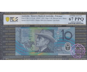 2007 $10 R321aL GL07 Stevens/Henry PCGS 67 PPQ
