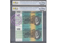 1991 $10 U7 Fraser/Cole Uncut of 2 PCGS 66 PPQ #812 X 2pcs