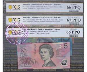 1996 $5-$20 Black AA96006213 Matching Set PCGS