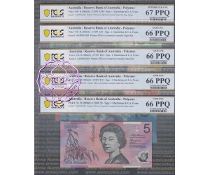 1999 AA99 $5-$100 Black Matching Set AA99001048 PCGS