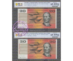 1967 $20 R402F Coombs/Randall Pair PCGS 65 PPQ