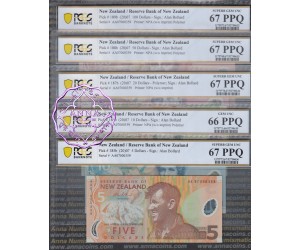 New Zealand 2007 AA07 $5-$100 Matching Set AA07000359 PCGS