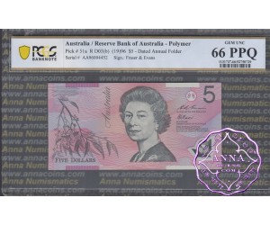 1996 $5 AA96 Fraser/Evans PCGS 66 PPQ