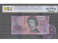 1999 $5 AA99 Macfarlane/Evans PCGS 66 PPQ