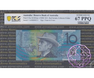 1996 $10 AA96 Fraser/Evans Red PCGS 67 PPQ