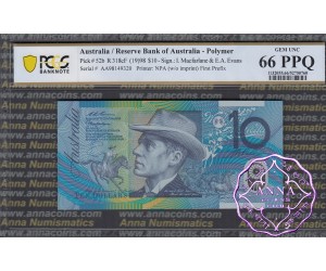 1998 $10 R318cF Macfarlane/Evans PCGS 66 PPQ