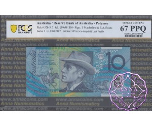 1998 $10 R318cL Macfarlane/Evans PCGS 67 PPQ