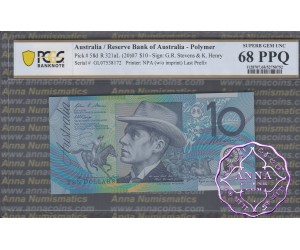 2007 $10 R321aL GL07 Stevens/Henry PCGS 68 PPQ