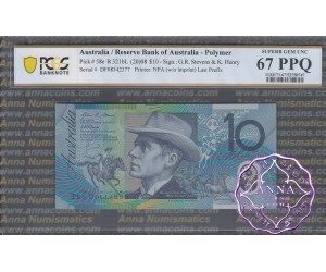 2008 $10 R321bL DF08 Stevens/Henry PCGS 67 PPQ