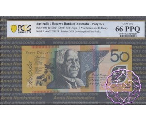 2003 $50 R520aF AA03 Macfarlane/Henry PCGS 66 PPQ
