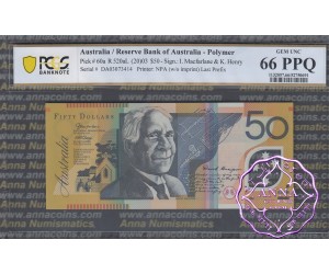 2003 $50 R520aL DA03 Macfarlane/Henry PCGS 66 PPQ