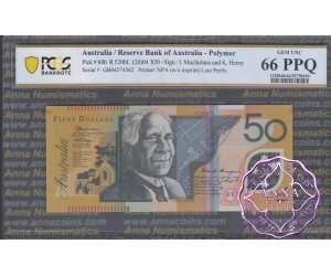 2004 $50 R520bL GB04 Macfarlane/Henry PCGS 66 PPQ
