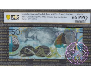 Australia Guardian 50 Charles Darwin Type Test Note PCGS 66 PPQ With Original Folder 