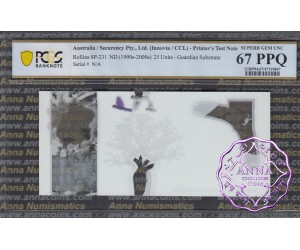 Australia Guardian 25 Polymer Test note Aboriginie Type1 PCGS 67 PPQ With Original Folder
