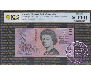 2012 $5 222aL EA12 Stevens/Parkinson PCGS 66 OPQ