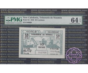 New Caledonia 1943 50 Centimes, 1 Franc, 2 Francs PMG64-66 EPQ