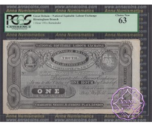 Great Britain 1833 National Equitable Labour Exchange Birmingham Branch/Forward Trading Co. Birmingham 1 Hour