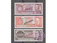 Paraguay 1972 Banco Central Del Paraguay 100; 500; 1000; 5000; and 10000 Guaranies Specimen Set 