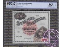 Sweden 1961 Sveriges Riksbank 100 Kronor Pick 48c PCGS 63