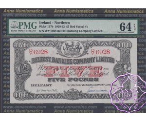 Northern Ireland 1942 Belfast Banking Company Limited £5 PMG64