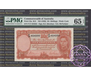1939 R12 Ten Shillings Sheehan/McFarlane PMG65