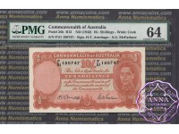 1942 R13 Ten Shillings Armitage/Mcfarlane PMG64