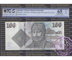 1991 R613 $100 Fraser/Cole PCGS OPQ65