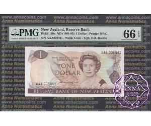 New Zealand 1981 H.R.Hardie $1 $2 $5 First Prefix Low Serials Matching Serial PMG 66-67 EPQ