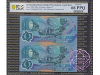 New Zealand 2000 Red NZ$10 Millennium Uncut of 2 PCGS 66 PPQ