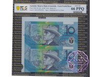 1997 $10 U21 Macfarlane/Evans Uncut of 2 Red PCGS 66 OPQ