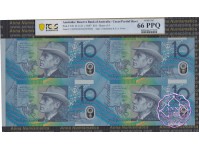 1997 $10 U21 Macfarlane/Evans Uncut of 4 Red PCGS 66 PPQ