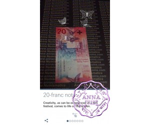 Switzerland 2017 20 Francs UNC ," Butterfly" 3D AR interactive Banknote