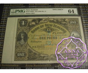 New Zealand 1888 Unissued Specimen Pound PMG64