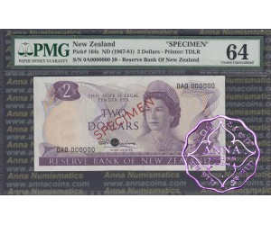 New Zealand 1967 $2 R.N.Fleming Specimen PMG 64