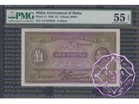 Malta 1939 Pound PMG 55 EPQ
