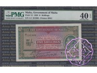 Malta 1939 Five Shillings PMG 40 EPQ