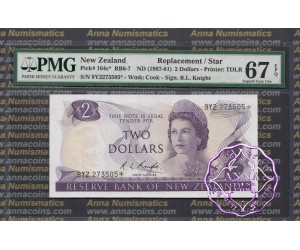 New Zealand 1975 R.L.Knight $2 9Y2* PMG 67 EPQ