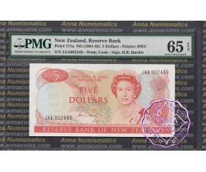 New Zealand 1981 H.R.Hardie $5 JAA PMG 65 EPQ