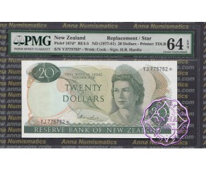 New Zealand 1977 H.R.Hardie $20 P167d YJ* PMG64 EPQ