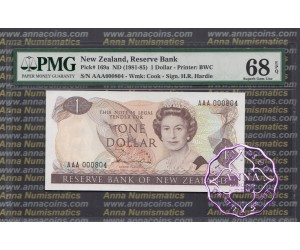 New Zealand 1981 H.R.Hardie $1-$100 Matching Serial Set PMG64-68 EPQ