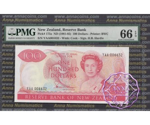 New Zealand 1981 H.R.Hardie $100 PMG 66 EPQ