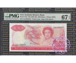 New Zealand 1981 H.R.Hardie $100 PMG 67 EPQ
