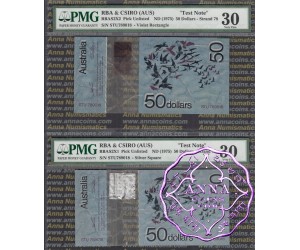Australia 1975 Pair of $50 CSIRO Polymer Test Note, PMG30