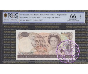 New Zealand 1981 H.R.Hardie $1 P169a* AA* PCGS 66 OPQ