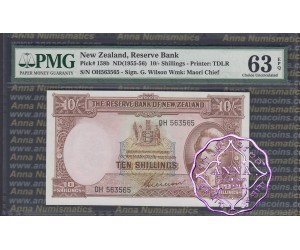 New Zealand 1955 G.Wilson Ten Shillings P158b PMG 63 EPQ